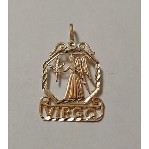New 14k Yellow Gold Virgo Astrological Zodiac Charm Pendant